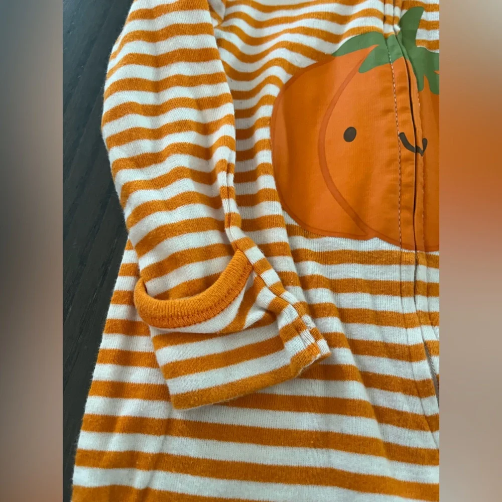 Old Navy Orange Striped Pumpkin Kids One Piece - Picture 2 of 4
